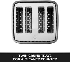 BLACK+DECKER Premium 4 Slice Stainless Steel Toaster – 2300W Dual Sided Heating with 6 Level Independent Browning Control, Defrost & Reheat LED Buttons, 4-Slot Design, 36mm Wide Slots | SSET425-B5