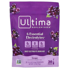 Ultima Replenisher, 6 Essential Electrolytes, Daily Electrolyte Drink Mix, Grape, 20 Stickpacks, 0.13 oz (3.6 g) Each