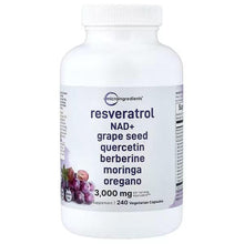 Resveratrol dietary supplement bottle with white cap and purple front label