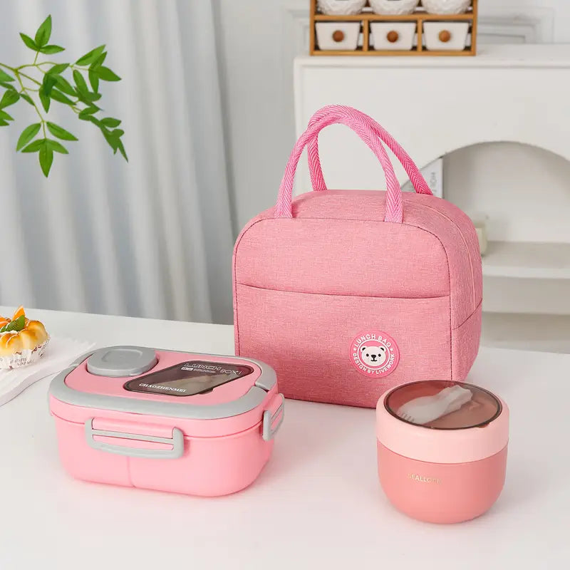 3pcs Set Portable Lunch Box Bag Set Ð Thermal Bag, Lunch Box, Oatmeal Breakfast Cup