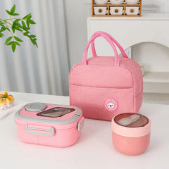 3pcs Set Portable Lunch Box Bag Set Ð Thermal Bag, Lunch Box, Oatmeal Breakfast Cup
