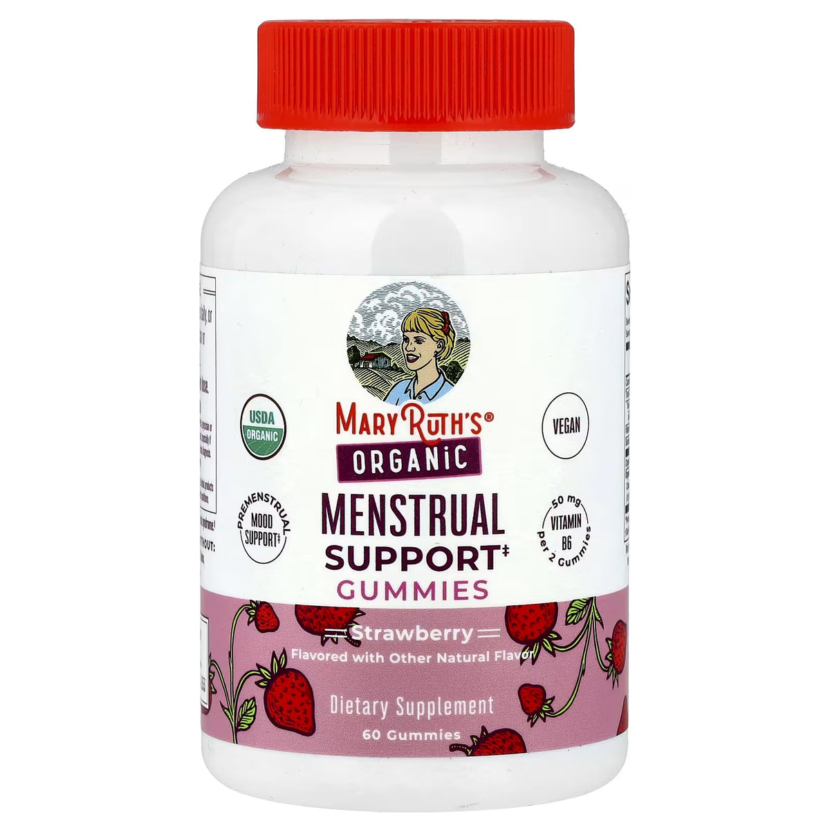 MaryRuth's, Organic Menstrual Support Gummies, Strawberry, 60 Gummies