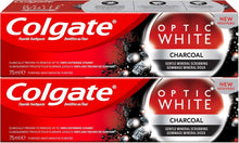 Colgate Optic White charcoal whitening toothpaste twin pack, 75 ml