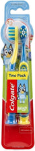 Colgate Kids Bluey extra-soft toothbrushes, 2-pack, blue handles with yellow bristles