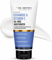 Dr. Sheth’s Oil-Free Moisturizer with Ceramide, Vitamin C & Ashwagandha Extract | Lightweight Face Moisturizer with Quick Absorption & Non-Sticky Texture | Hydration & Moisture Support Comfort, 50g