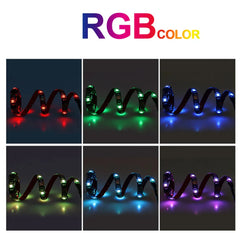 شريط إضاءة LED RGB مزود بمنفذ USB وبلوتوث وبطارية تعمل بالدراجة والسكوتر شريط مرن مزود بإضاءة خلفية LED لإضاءة الدراجة والتزلج