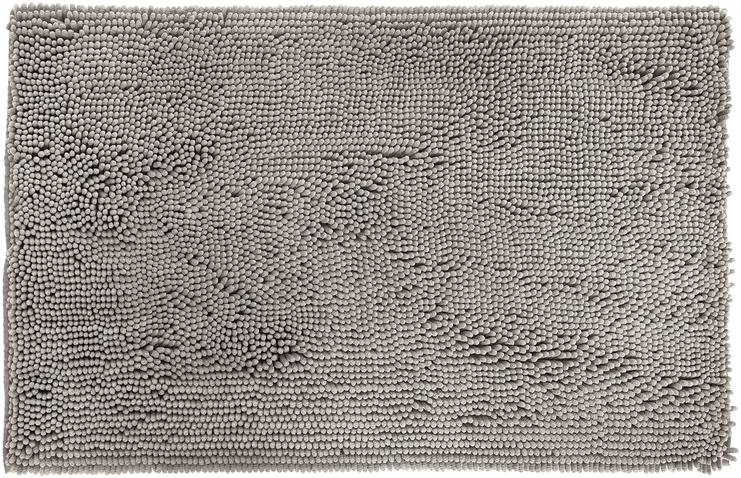 Non-Slip Microfiber Shag Bathroom Rug Mat, 53.3 by 86.3 centimeters, Platinum