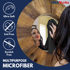 USANOOKS Microfiber Cleaning Cloth - 12Pcs (16x16 inch) - 1200 Washes, Ultra Absorbent Microfiber Towels for Cars Weave Grime & Liquid for Streak-Free Mirror Shine - Microfiber Cloth