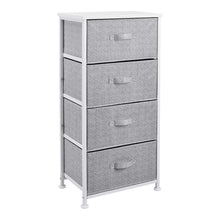 4-drawer fabric storage organizer with white frame and grey drawers