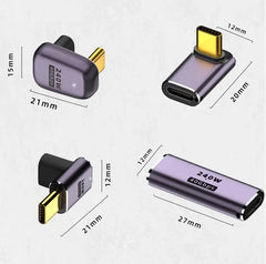 موصل شاحن USB 4.0 PD 240 واط 8K 60 هرتز لجهاز Macbook 40 جيجابت في الثانية عالي السرعة USB C OTG محول بزاوية مستقيمة على شكل حرف U ذكر إلى أنثى