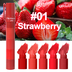 5-in-1 Fruit Velvet Matte Lipstick Set, Long-Lasting, Highly Pigmented, Moisturizing Lip Balm, Smooth Application for Soft lips