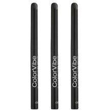 Black ColorVibe waterproof eyeliner pencils, three-pack standing upright