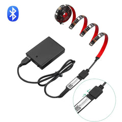 شريط إضاءة LED RGB مزود بمنفذ USB وبلوتوث وبطارية تعمل بالدراجة والسكوتر شريط مرن مزود بإضاءة خلفية LED لإضاءة الدراجة والتزلج
