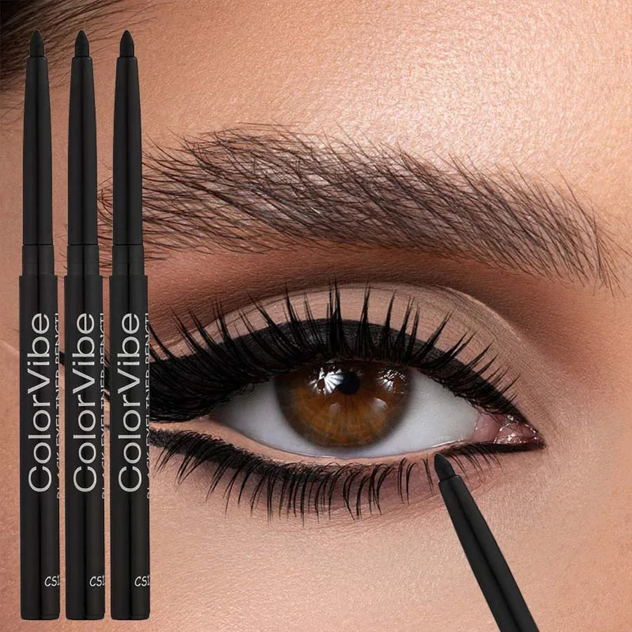 3Pcs Long-Lasting Waterproof Black Eyeliner Pencil -Smudge-Proof Sweat-Resistant for Bold Eye Makeup, ldeal Gift
