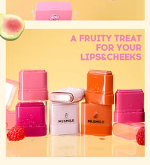 2-in-1 Flat Tube Fruit Blush & Lipstick Stick | Easy to Apply, Highlighter & Contour | Multi-Use Lip & Cheek Makeup