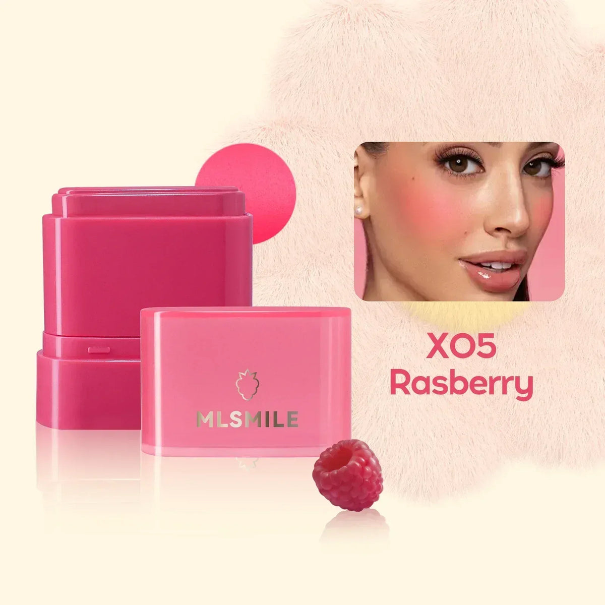 2-in-1 makeup stick, bright raspberry pink shade in flat tube (X05 Raspberry)
