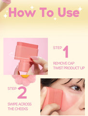 2-in-1 Flat Tube Fruit Blush & Lipstick Stick | Easy to Apply, Highlighter & Contour | Multi-Use Lip & Cheek Makeup