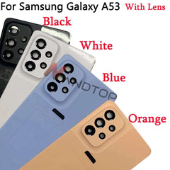 New For Samsung Galaxy A53 Back Cover Housing Rear Phone Case Door Replacement For Samsung A53 5G Battery Cover With Lens +Logo