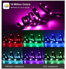 شريط إضاءة LED RGB مزود بمنفذ USB وبلوتوث وبطارية تعمل بالدراجة والسكوتر شريط مرن مزود بإضاءة خلفية LED لإضاءة الدراجة والتزلج