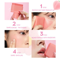 2-in-1 Flat Tube Fruit Blush & Lipstick Stick | Easy to Apply, Highlighter & Contour | Multi-Use Lip & Cheek Makeup