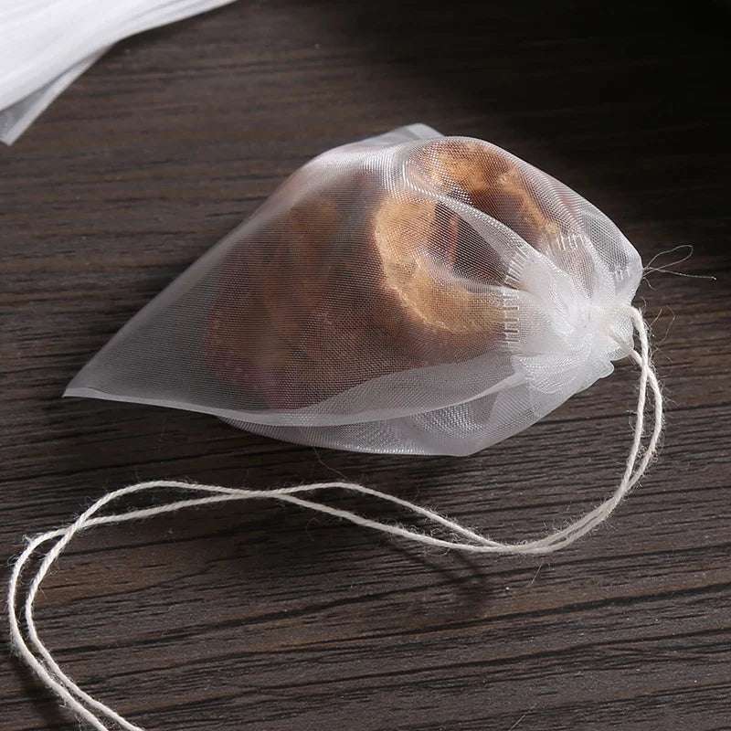 JJYY 100 Pcs Disposable Tea Bags Filter Bags for Tea Infuser with String Heal Seal, Food Grade Non-woven Fabric Spice Filters