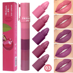 5-in-1 Fruit Velvet Matte Lipstick Set, Long-Lasting, Highly Pigmented, Moisturizing Lip Balm, Smooth Application for Soft lips