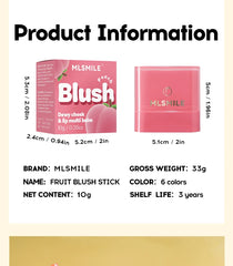 2-in-1 Flat Tube Fruit Blush & Lipstick Stick | Easy to Apply, Highlighter & Contour | Multi-Use Lip & Cheek Makeup