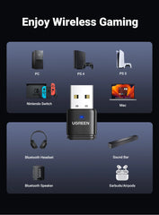 محول صوت USB Bluetooth 5.3 aptX HD AD لجهاز PS5 PS4 Nintendo Switch سماعة رأس مكبر صوت ميكروفون مستقبل بلوتوث