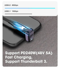 موصل شاحن USB 4.0 PD 240 واط 8K 60 هرتز لجهاز Macbook 40 جيجابت في الثانية عالي السرعة USB C OTG محول بزاوية مستقيمة على شكل حرف U ذكر إلى أنثى