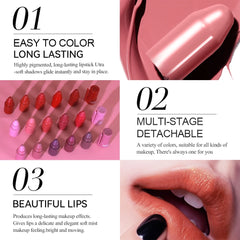 5-in-1 Fruit Velvet Matte Lipstick Set, Long-Lasting, Highly Pigmented, Moisturizing Lip Balm, Smooth Application for Soft lips