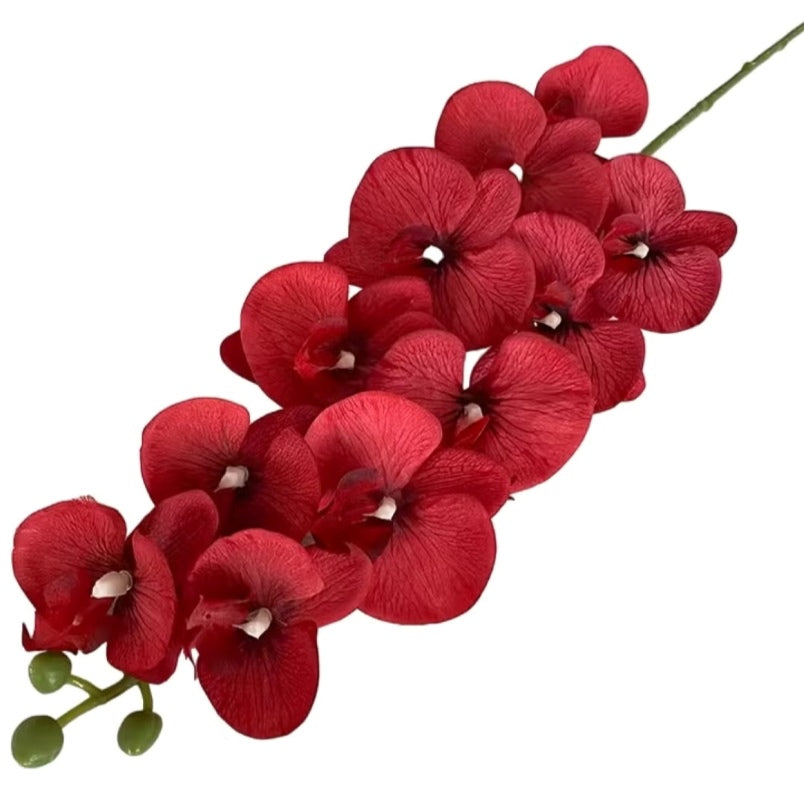 Artificial 11-Head Fabric Floral Decoration Red
