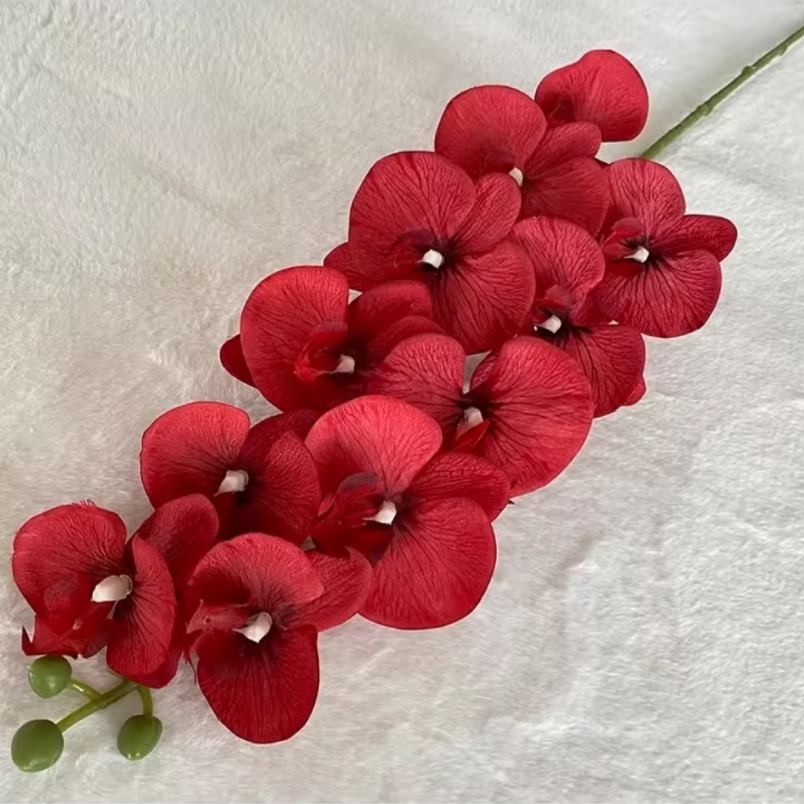 Artificial 11-Head Fabric Floral Decoration Red
