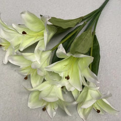 Small 7-Head Lily Artificial Flowers in Elegant Green Casing – Perfect Home Decor