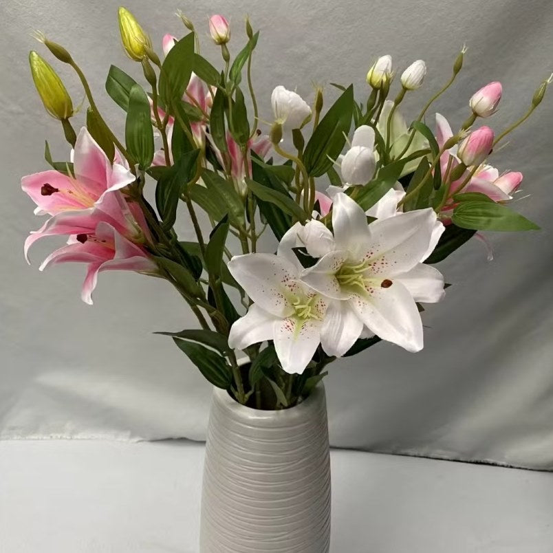 Small 7-Head Lily Artificial Flowers in Elegant Green Casing – Perfect Home Decor