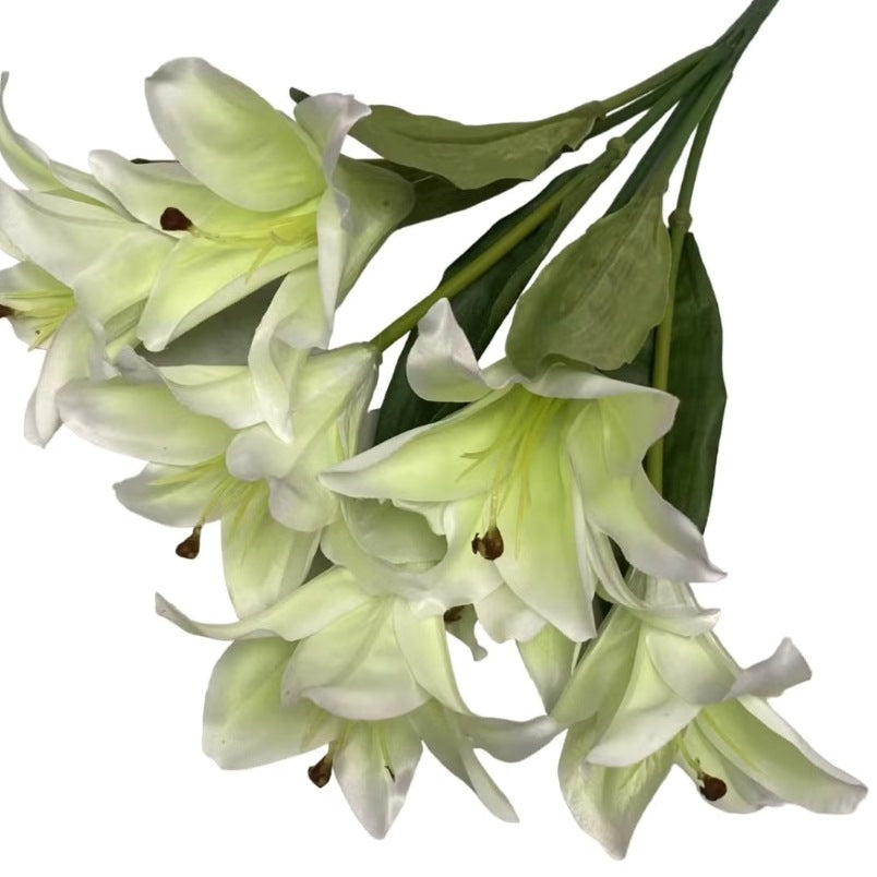 Small 7-Head Lily Artificial Flowers in Elegant Green Casing – Perfect Home Decor