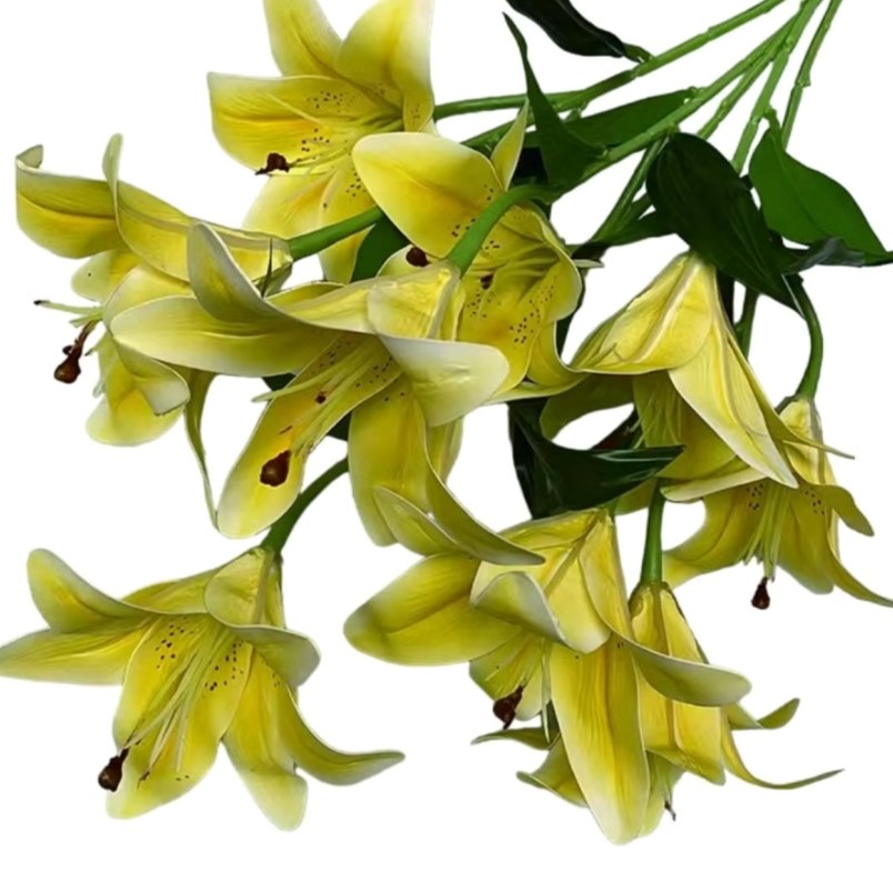 3D Small Lily Artificial Flowers – Lifelike Yellow Decor for Every Space