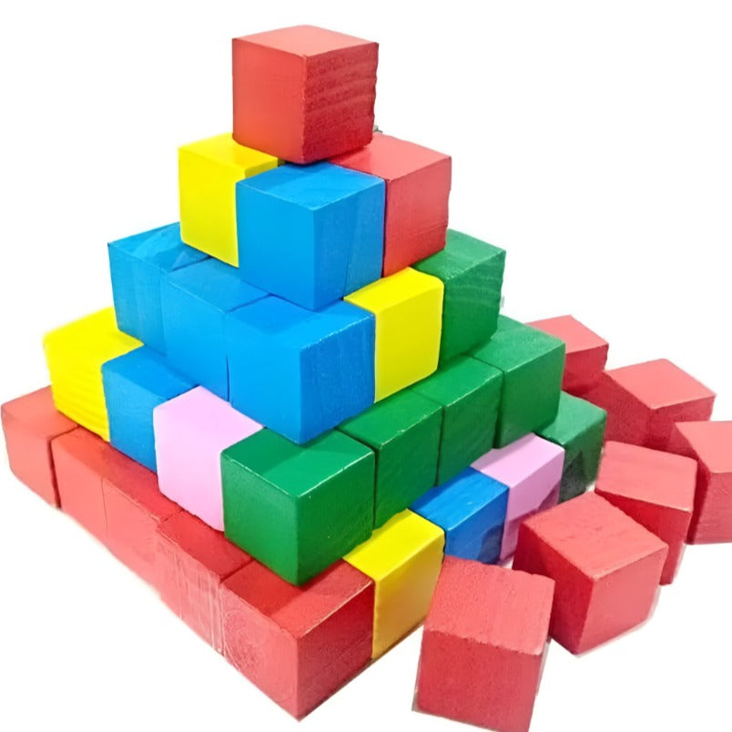 Colorful Wooden Square Blocks Set – Fun Way to Build Motor Skills