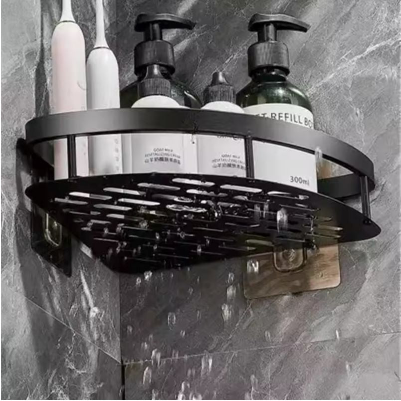 Aluminum Bathroom Shelf – No-Drill Wall Corner Storage for Shampoo & Makeup