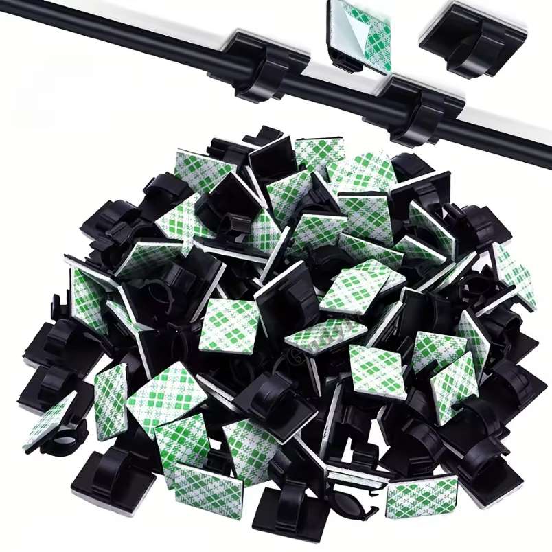 50pcs Adhesive Cable Clips – Perfect Cable Management for Car, Office, and Home