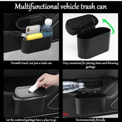 Compact Car Trash Can – Black Door-Side Hanging Dustbin for Easy Waste Disposal