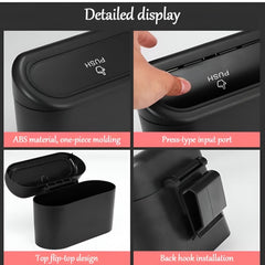 Compact Car Trash Can – Black Door-Side Hanging Dustbin for Easy Waste Disposal