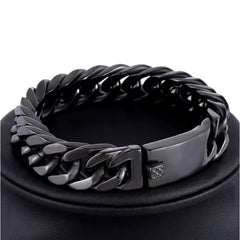 Black Cuban Chain Bracelet – Stylish Stainless Steel Jewelry for Men