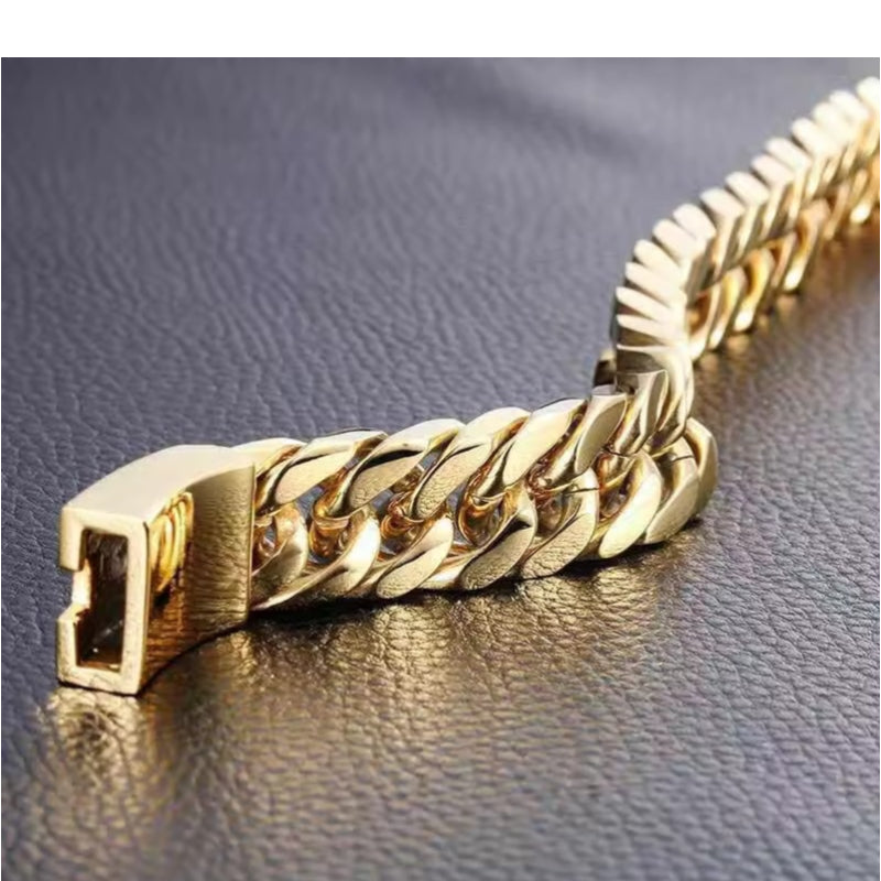 Black Cuban Chain Bracelet – Stylish Stainless Steel Jewelry for Men