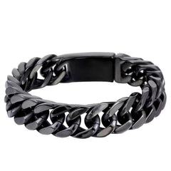 Black Cuban Chain Bracelet – Stylish Stainless Steel Jewelry for Men