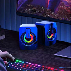 Computer Speakers – HIFI Stereo USB Sound Box with LED Lights & Mic