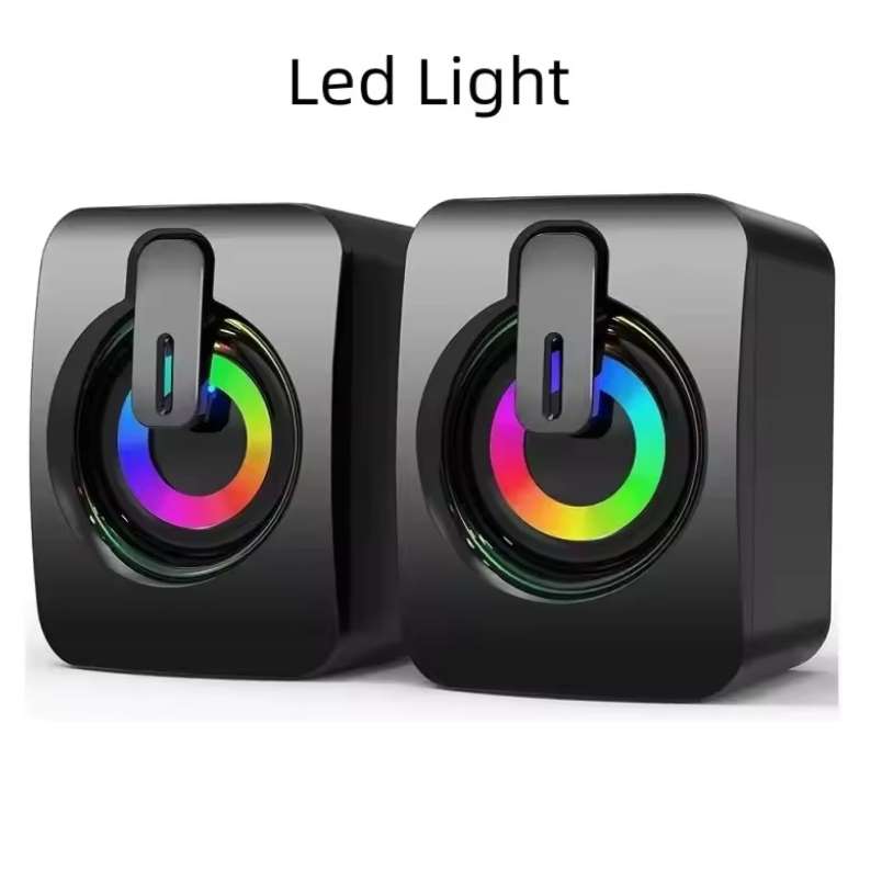 Computer Speakers – HIFI Stereo USB Sound Box with LED Lights & Mic