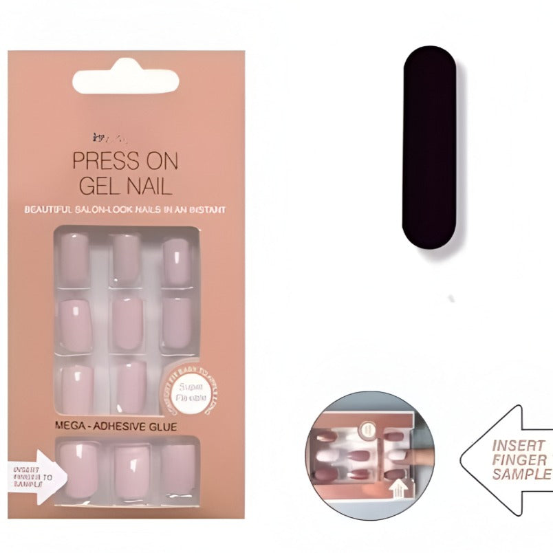 24-Piece Pack Press-On Nails – Glue-Free Light Pink Full Cover Convenience