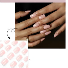 24-Piece Pack Press-On Nails – Glue-Free Light Pink Full Cover Convenience