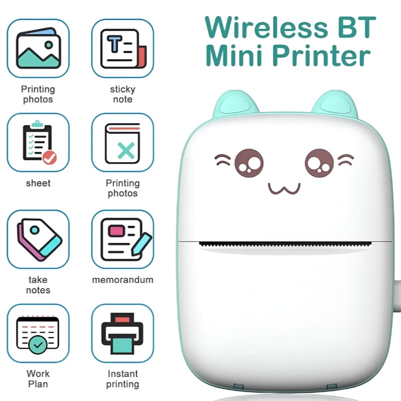 Cute Portable Thermal Mini Printer – No Ink Needed, Print Anytime, Anywhere