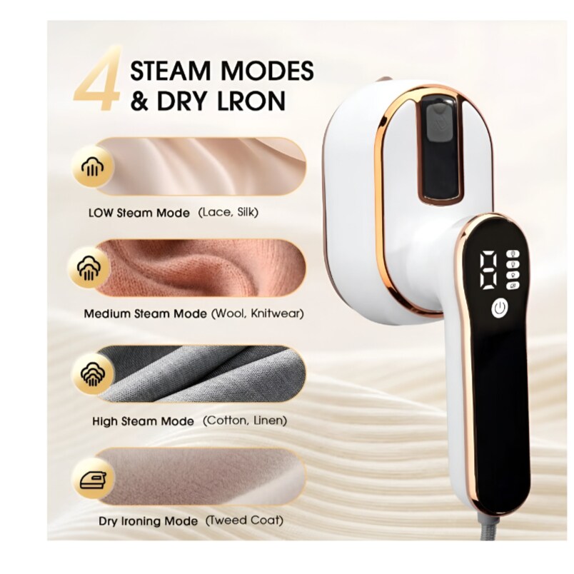 Deluxe Handheld Garment Steamer and Iron with Digital Display – Quick Steam Output